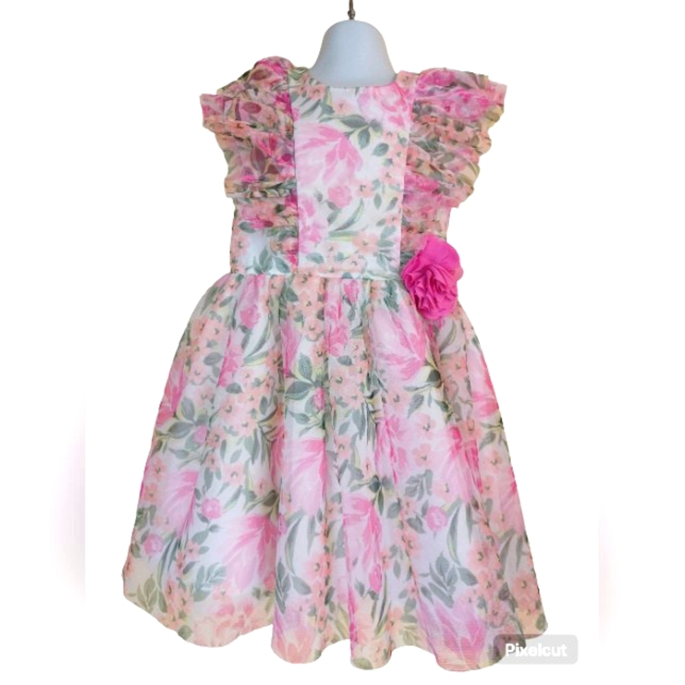 Jessica Simpson, knitted and Satin Flower Party Dress Girls' Size 6.